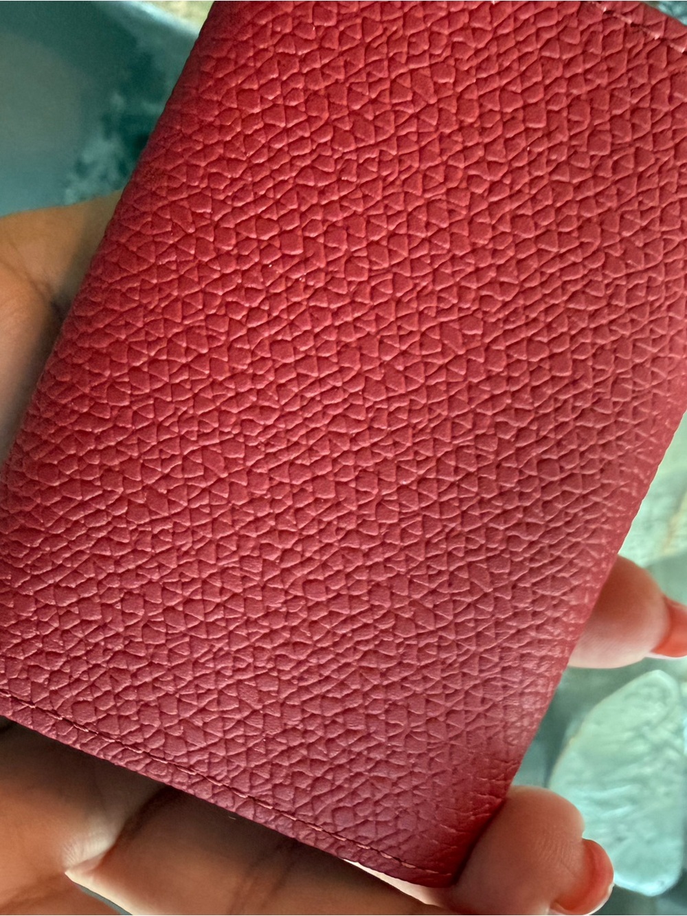 Longchamp Red Textured Leather Wallet with Silver Bamboo Clasp - Picture 4 of 8